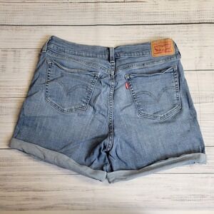 Levis‎ Mid-Rise Blue Jean Shorts Womens 28  Pockets Rolled Medium Wash 5" Inseam